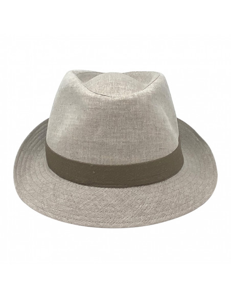 Chapeau bord court Trilby Lin Auréga face