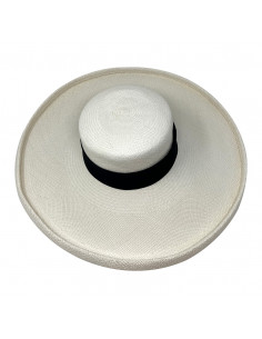 Chapeau femme paille panama large bord H004 blanc dos 2