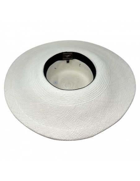Chapeau femme paille panama large bord H004 blanc intérieur