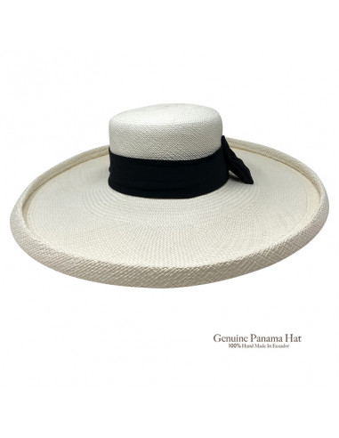 Chapeau femme paille panama large bord H004 blanc profile