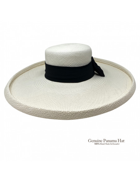 Chapeau femme paille panama large bord H004 blanc profile