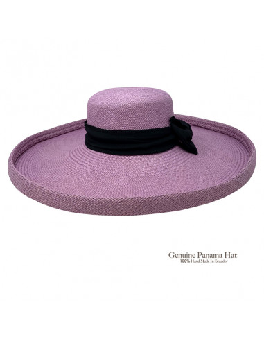Chapeau femme paille panama large bord H004 Lila profile