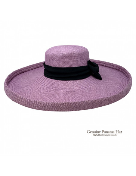 Chapeau femme paille panama large bord H004 Lila profile