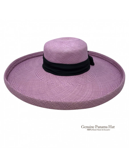 Chapeau femme paille panama large bord H004 Lila profile 2