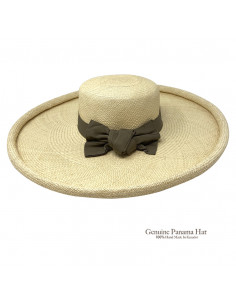 Chapeau femme paille panama large bord H004 blanc dos 2