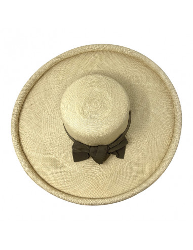 Chapeau femme paille panama large bord H004 naturel haut