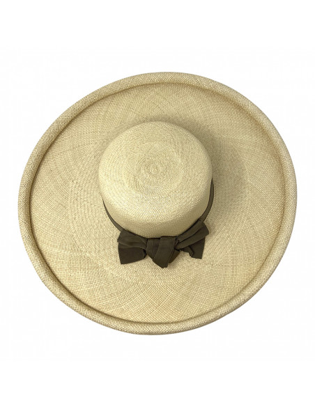 Chapeau femme paille panama large bord H004 naturel haut Chapeau femme paille panama large bord H004 naturel haut