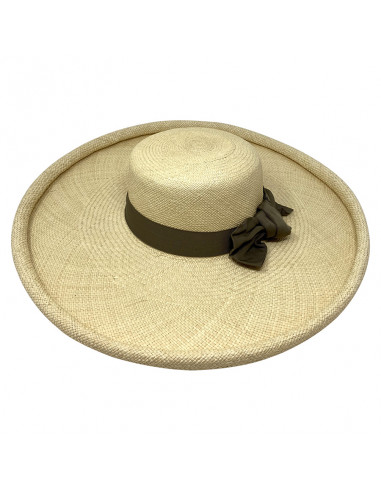 Chapeau femme paille panama large bord H004 naturel profile