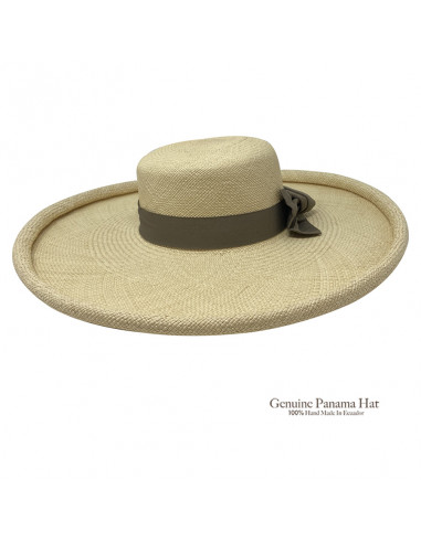 Chapeau femme paille panama large bord H004 naturel profile2