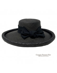 Chapeau femme paille panama large bord H004 blanc dos 2