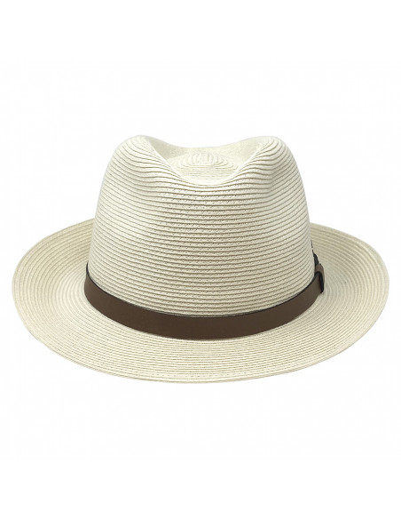 Chapeau été Mattéo tresse fine G414 fédora face Chapeau été Mattéo tresse fine G414 fédora face