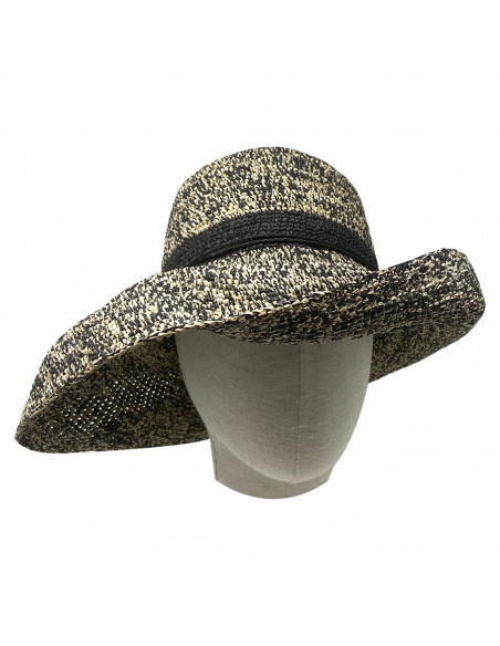 Capeline paille naturelle Raphia crochet chiné E105 rabaranny portée