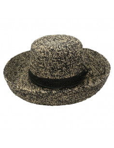 Capeline paille naturelle Raphia crochet chiné E105 rabaranny profile