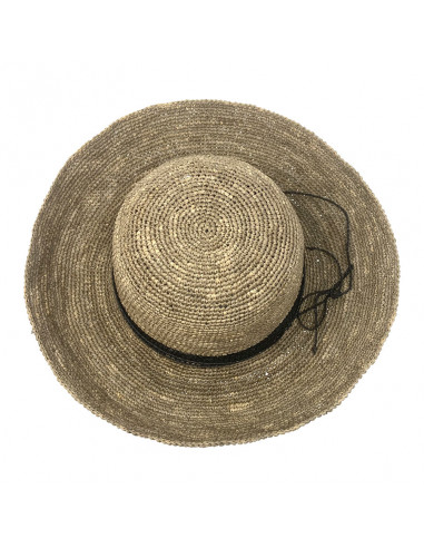 Capeline paille naturelle Raphia crochet thé E105 rabaranny haut