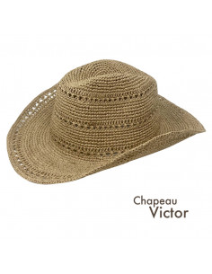 I012 chapeau raphia crochet cowboy naturel pro1