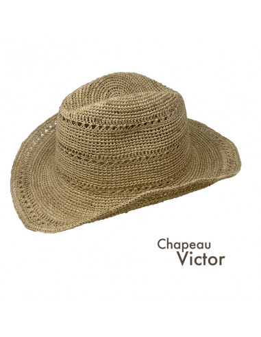 I012 chapeau raphia crochet cowboy naturel profile 2