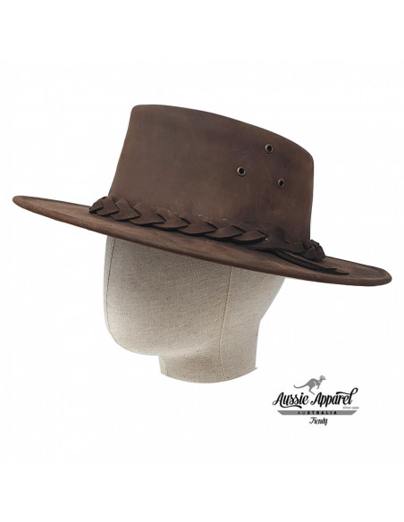 Chapeau Cuir BRUMBY - Aussie Apparel porté profile