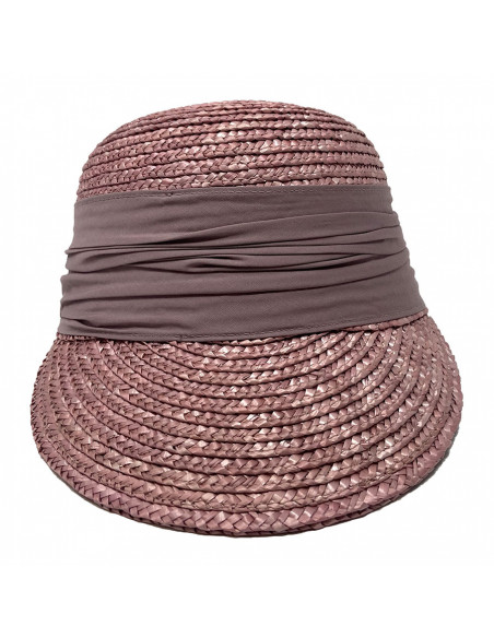 Casquette paille Seeberger F323 rose face