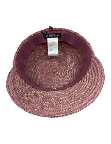 Casquette paille Seeberger F323 rose intérieur