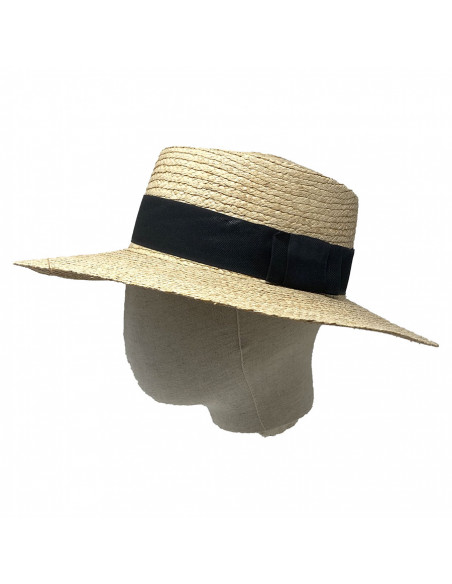 Canotier Raphia Rétro - I016 - Profile porté Canotier Raphia Rétro - I016 - Profile porté