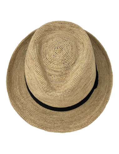 Chapeau trilby raphia crochet extra fino- Fléchet - F433 haut