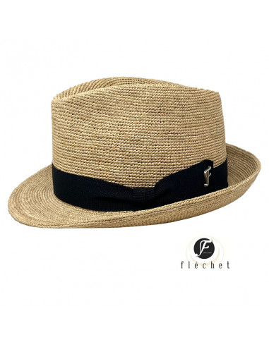 Chapeau trilby raphia crochet extra fino- Fléchet - F433 profile 2