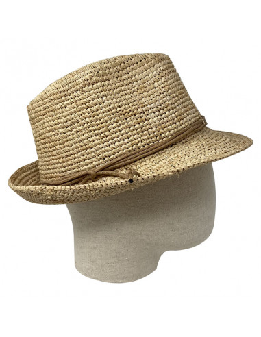 Chapeau Trilby Raphia Crochet Relax - Y400 porté