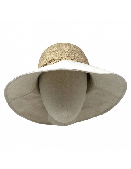 Capeline Raphia Tissu - Y104 face portée