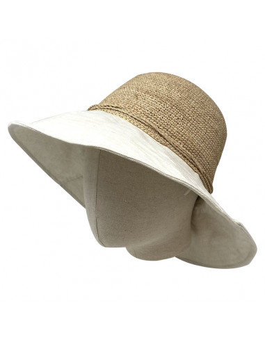 Capeline Raphia Tissu - Y104 profile porté