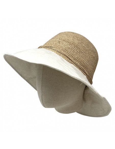 Capeline Raphia Tissu - Y104 profile porté