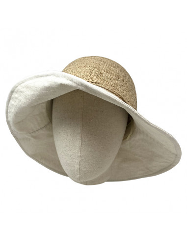 Capeline Raphia Tissu - Y104 face porté 2