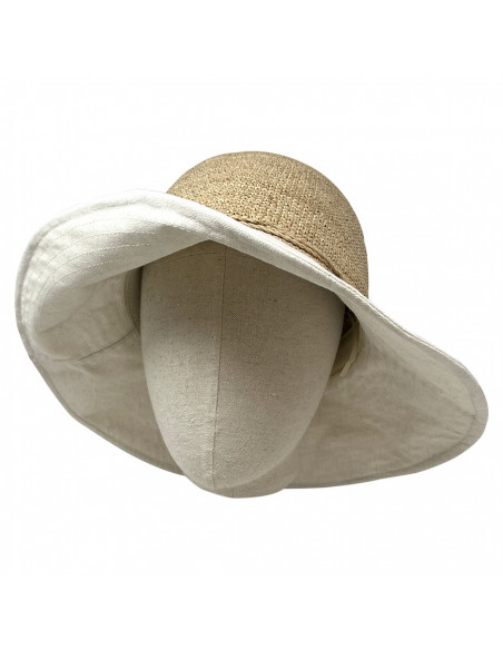 Capeline Raphia Tissu - Y104 face porté 2