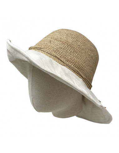 Capeline Raphia Tissu - Y104 profile porté 2