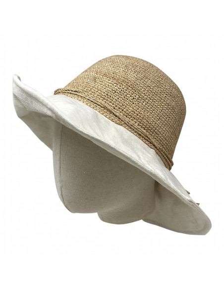 Capeline Raphia Tissu - Y104 profile porté 2