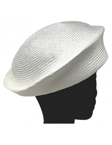 Chapeau Cérémonie Bibi Pillbox Sisal - Seeberger blanc  porté