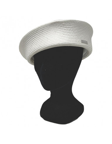 Chapeau Cérémonie Bibi Pillbox Sisal - Seeberger blanc porté 2