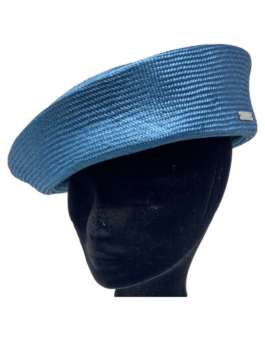 Chapeau Cérémonie Bibi Pillbox Sisal - Seeberger bleu porté