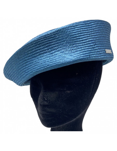 Chapeau Cérémonie Bibi Pillbox Sisal - Seeberger bleu porté