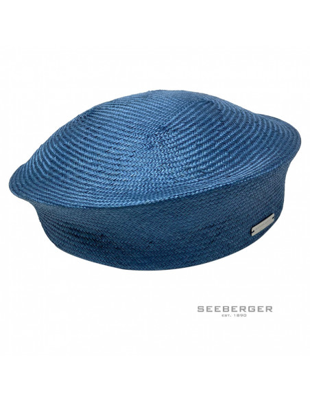 Chapeau Cérémonie Bibi Pillbox Sisal - Seeberger bleu profile