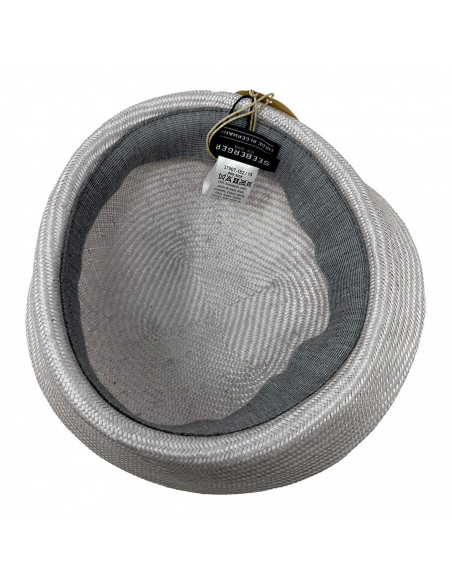 Chapeau Cérémonie Bibi Pillbox Sisal - Seeberger gris intérieur