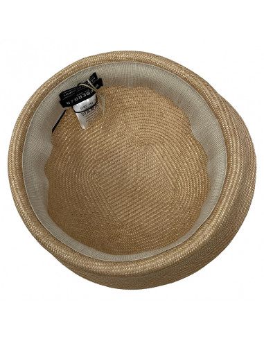 Chapeau Cérémonie Bibi Pillbox Sisal - Seeberger beige intérieur 