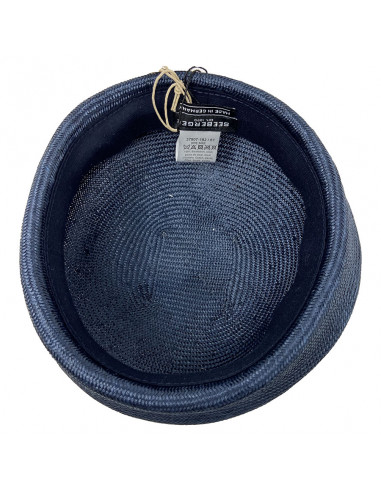 Chapeau Cérémonie Bibi Pillbox Sisal - Seeberger navy intérieur