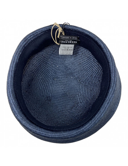 Chapeau Cérémonie Bibi Pillbox Sisal - Seeberger navy intérieur