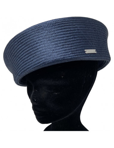 Chapeau Cérémonie Bibi Pillbox Sisal - Seeberger navy porté