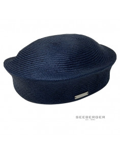 Chapeau Cérémonie Bibi Pillbox Sisal - Seeberger navy profile .