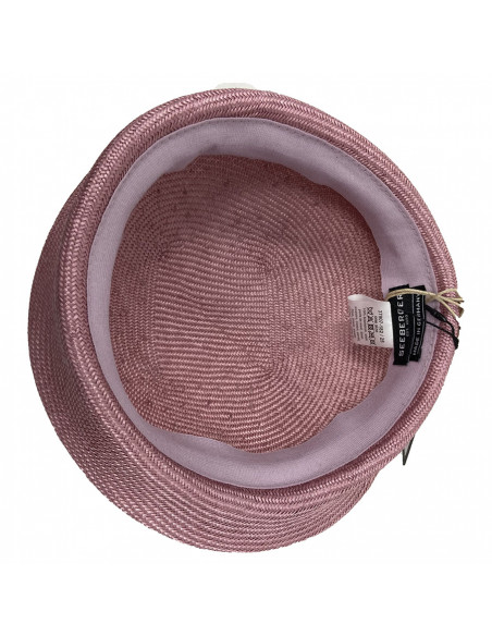 Chapeau Cérémonie Bibi Pillbox Sisal - Seeberger rose interieur
