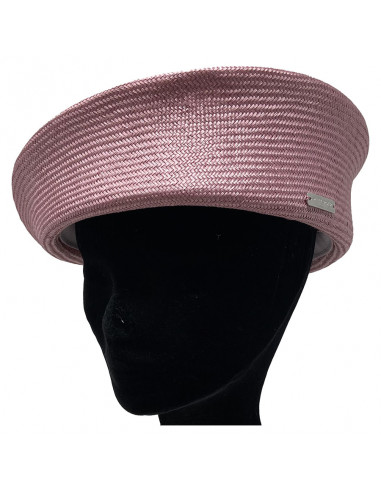 Chapeau Cérémonie Bibi Pillbox Sisal - Seeberger rose porté