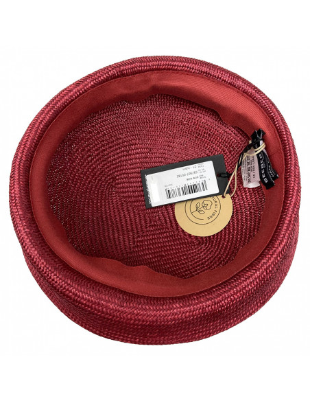 Chapeau Cérémonie Bibi Pillbox Sisal - Seeberger rouge porté