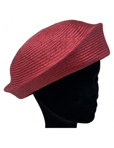 Chapeau Cérémonie Bibi Pillbox Sisal - Seeberger rouge profile porté