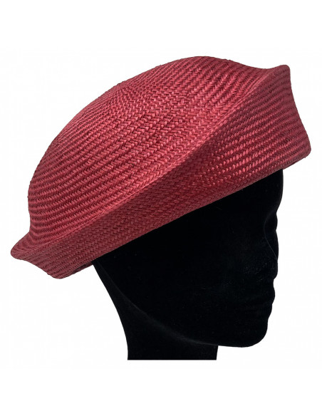 Chapeau Cérémonie Bibi Pillbox Sisal - Seeberger rouge profile porté